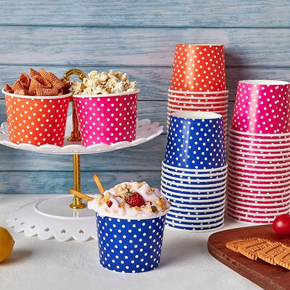 120 Pack 12 oz Ice Cream Cups, Disposable Paper Dessert Cups | three color - Image 5