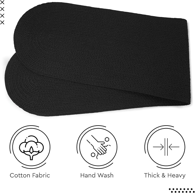 Encasa XO Table Runner, Handmade Ribbed Cotton 12"x54" | Black, Heat & Scratch - Image 5