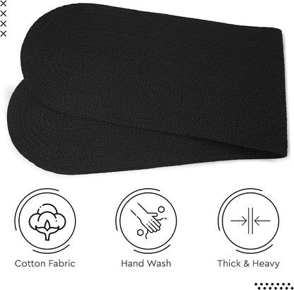 Encasa XO Table Runner, Handmade Ribbed Cotton 12"x54" | Black, Heat & Scratch - Image 5