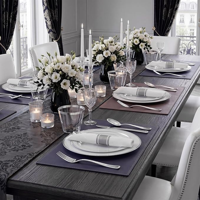 350Piece Silver Plastic Dinnerware Set - Image 7