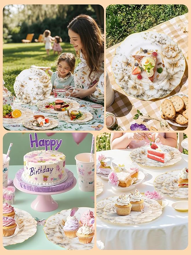 20Pack Floral Plates Disposable - Image 5