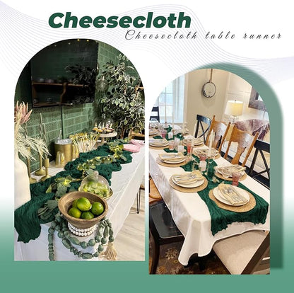 6 Pack Emerald Green Cheesecloth Table Runner 20 x 120 Inch Gauze Table Runner - Image 5