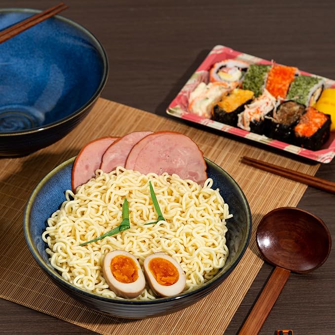 8 Inch Ceramic Ramen Bowl Set of 2, 40oz Japanese Bowls - Image 9