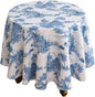patdrea Designer Cyan Tablecloth for Round Table,Vintage Linen Ancient Castle and Manor Pattern Tablecloths,Table Cover Decor for Kitchen Dining Christmas,Thanksgiving,Diameter 67"-Lucerne a