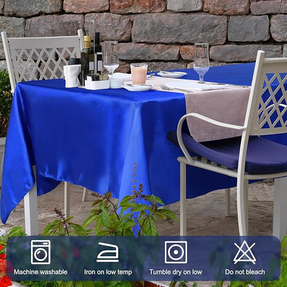 Moukeren 18 Pack Rectangle Tablecloths 58 x 102 Inch Table Cloth Reusable Washable Polyester Table Clothes Bulk for 6 ft Tables for Wedding, Party, Restaurant (Blue)