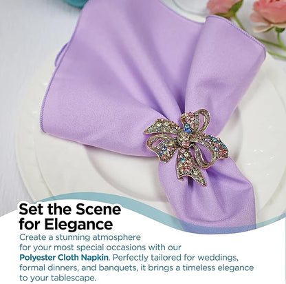 Polyester Cloth Napkins - Washable Soft Table Linens - Durable & Elegant for Dining, Restaurants, Weddings, Events, Rentals, Banquets, & Parties - Premium Quality Set of 250, Lavender, 20"x20"