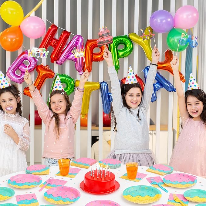 100 Pcs Ice Cream Cone Party Supplies Set, Serves 25 – Disposable Paper Plates - Image 4