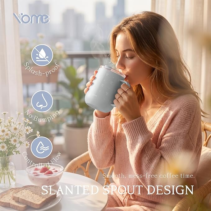 YOME 10oz Bow Grey Insulated Coffee Mug - Image 2