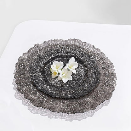 U-QE 60PCS Clear Black Plastic Plates, Heavy Duty Black Disposable Plates Including 30PCS 10'' Dinner & 30PCS 7'' Dessert Plates -Hard Plastic Platos for Party & Wedding & Birthday