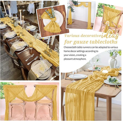 Pesonlook Cheesecloth Table Runner Gold, 10 Pack 17.7x108 inch, Long | Rustic - Image 7