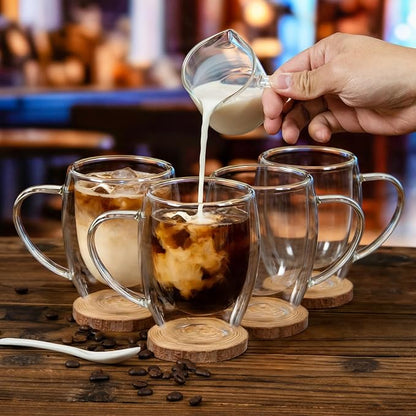 Double walled glass coffee mugs, Glass Coffee Mugs Set Of 4, Coffee Cups 12OZ | - Image 5