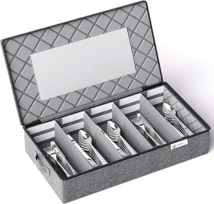 Silverware Storage Box, Hard Shell Flatware Organizer by YEARNINGHOME