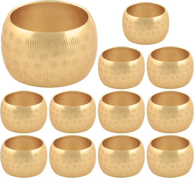 Napkin Rings Set of 12, Metal Napkin Holder Cuffs by ALPHALivingHOME