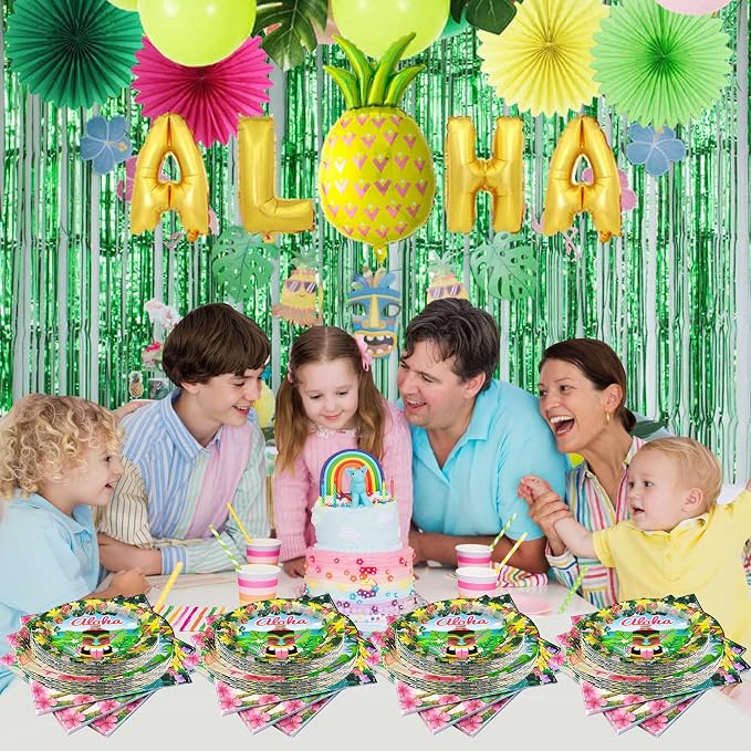 180PCS Hawaiian Aloha Plates and Napkins Party Supplies Serve 60 | Disposable - Image 7