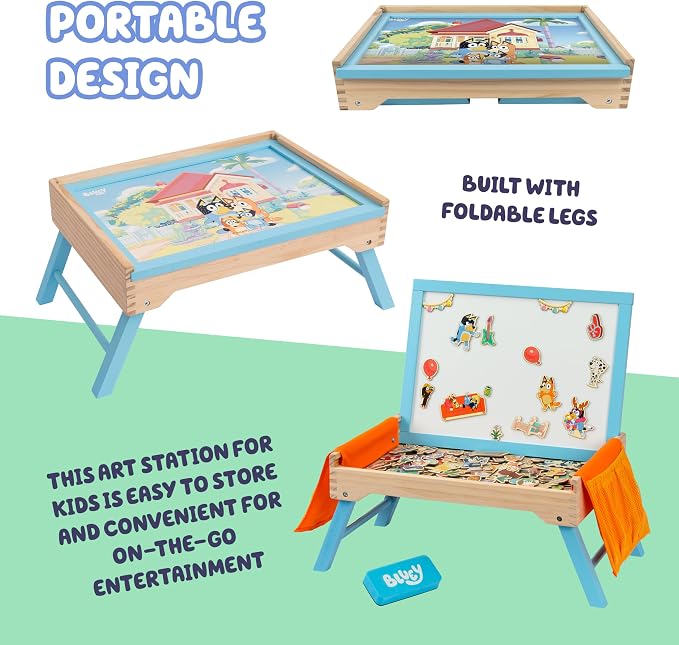 Bluey Art Creation Station, 100 Magnets & Whiteboard Lid | Foldable legs - Image 4