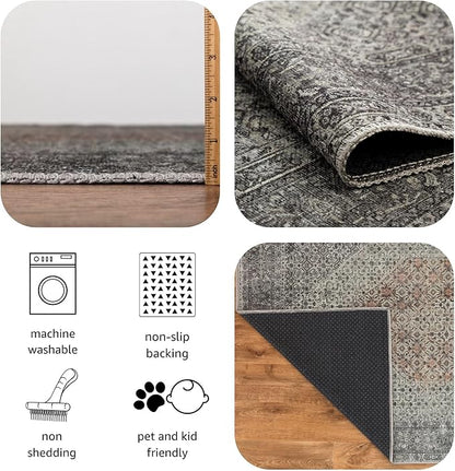 Keen Home Design 4x6 Rug - Machine Washable Area Rug with Non-Slip Backing, Ideal for Living Room, Dining Room, Bedroom - Vintage, Easy Clean, Durable, Low Pile - (4' x 6')