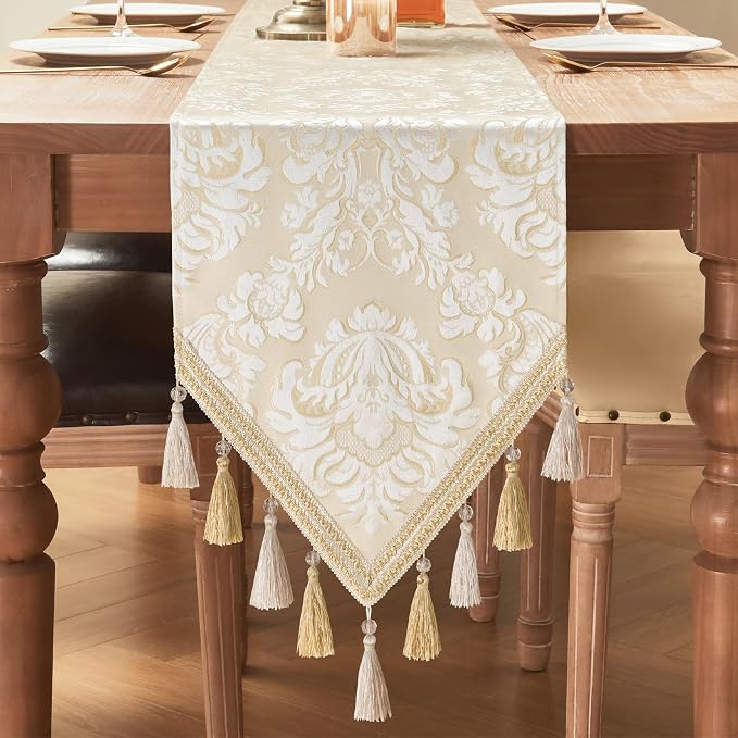 Loom and Mill Elegant Jacquard Table Runner 90 inches Long, 13x90 inch by LoomandMill