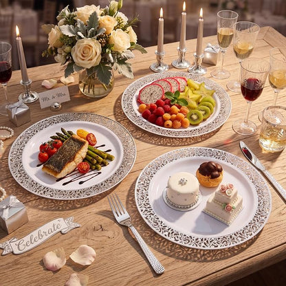 100 Pack Elegant White Plastic Plates - Image 5