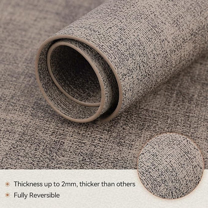 Round Table Placemats Set of 6, Faux Leather Wedge Shape Place Mats Heat Resistant Wipeable Washable Table Mats for Dining Outdoor Indoor, Camel