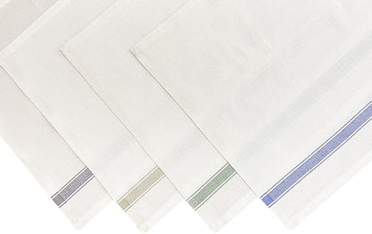 Premium Cloth Striped Placemats Set of 4 – 100% Soft Durable Jacquard Woven Cotton Table Placemats with Stain-Release Fabric – Machine Washable for Dining Table – Grey, 20"x14"