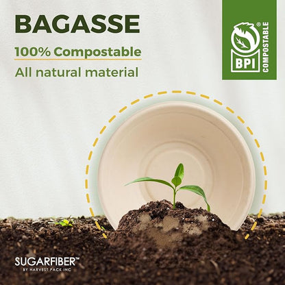 48oz Compostable Paper Bowls Disposable Round Natural Large Bowls, Biodegradable - Image 6