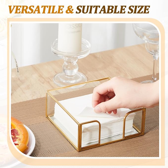 LemonRoad 4 Pcs Square Gold Napkin Holder - Image 6