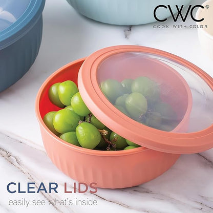 COOK WITH COLOR Prep Bowls with Lids- Wide and Deep Nesting Plastic Small Mixing Bowl Set with Lids, 12 Piece Set - Wide Bowls, Multicolor
