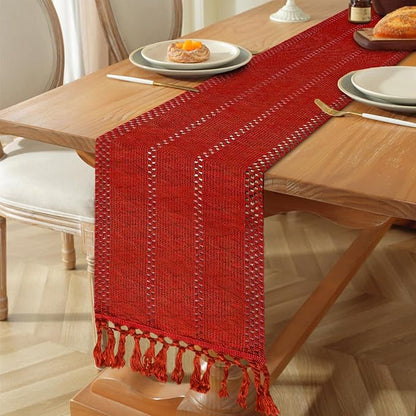 Christmas Table Runner for Red Tassel Home Decor 72 Inches Long, Winter Xmas - Image 5