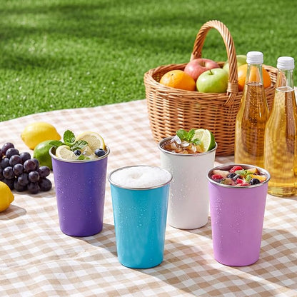 Mimorou 4 Pack 16 oz Stainless Steel Pint Cups Metal Cups Unbreakable Drinking - Image 7