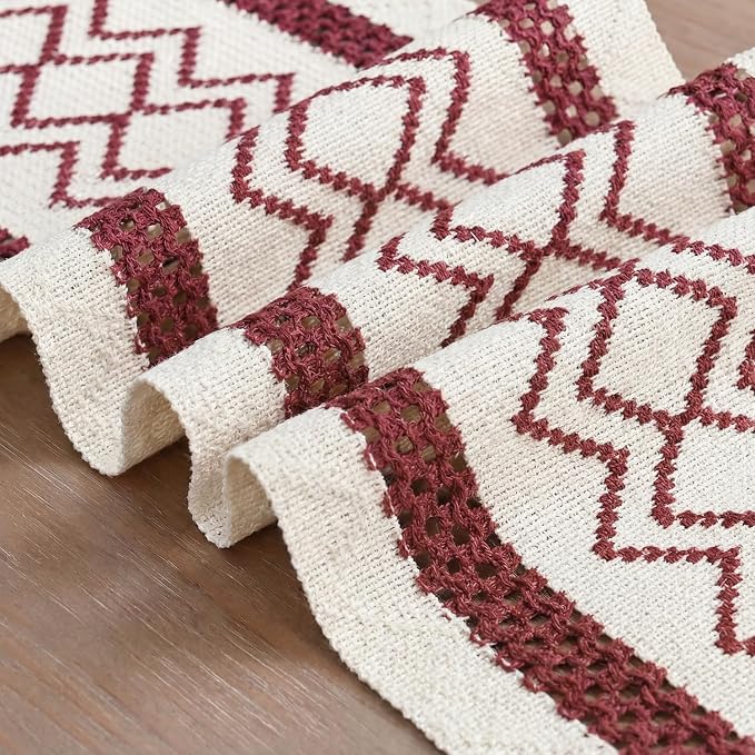 Artoid Mode Red Stripe Diamond Woven Table Runner 12x48 Inch | Holiday - Image 6