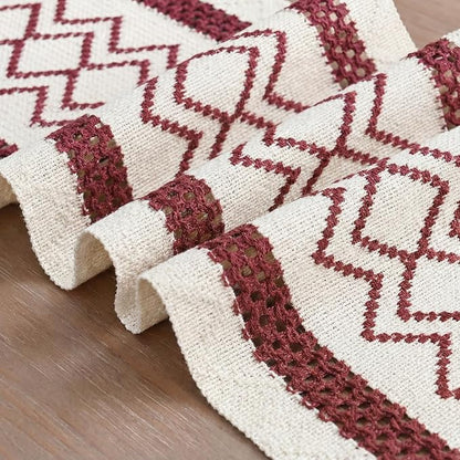 Artoid Mode Red Stripe Diamond Woven Table Runner 12x36 Inch | Holiday - Image 6