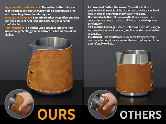 Handleless Milk Frothing Pitcher 450ml/15oz, 304 Stainless steel Espresso - Image 7