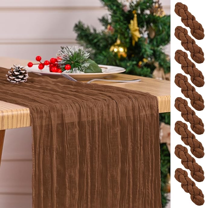 8 Pack Brown Table Runner 17 x 108inch Cheesecloth Table Runner Boho Gauze by Lumaycens