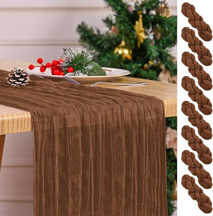 8 Pack Brown Table Runner 17 x 108inch Cheesecloth Table Runner Boho Gauze by Lumaycens