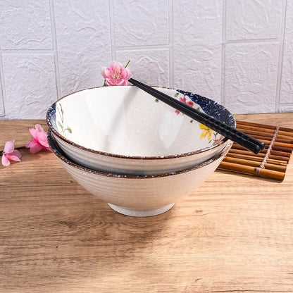 Japanese-Style Ceramic Ramen Bowl Set Set of 2, 8.2 Inch Porcelain Noodle Bowls - Image 5