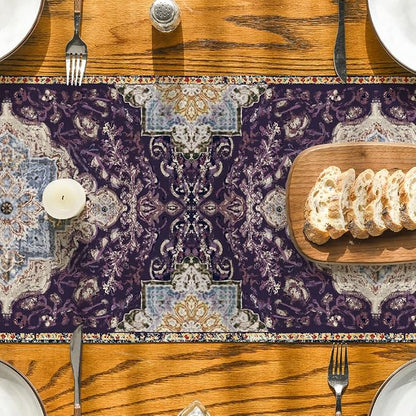 Artoid Mode Boho Bohemia Style Purple Table Runner, Country Rustic Farmhouse - Image 3