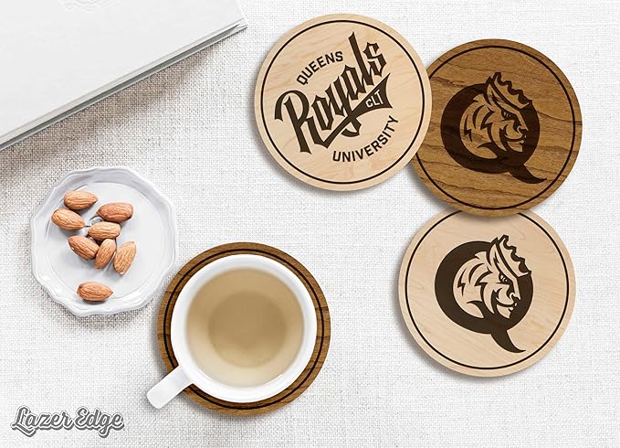 LazerEdge Queens Royals Wooden Coaster Set - Maple Wood - Officially Licensed Product - 4-Pack