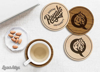 LazerEdge Queens Royals Wooden Coaster Set - Maple Wood - Officially Licensed Product - 4-Pack