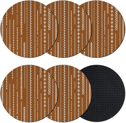 Vintage Brown Coasters Set of 6 Absorbent Coasters by Unknown