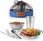 Unique Complete Messware Kit Polished Stainless Steel Dishes Set| Tableware| Dinnerware| Camping| Includes - Cups | Plates| Bowls| Cutlery| Comes in Mesh Bags
