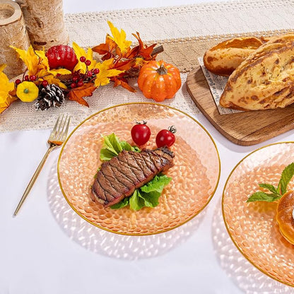 Rubtlamp 100Pcs Orange Plastic Dinner Plates, 10 Inch Disposable Orange Dinner - Image 3