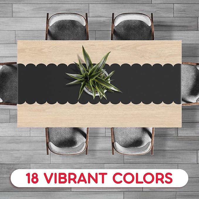 Black Scallop Table Runner, Disposable Plastic, 5 Pack - Image 4