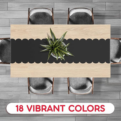 Black Scallop Table Runner, Disposable Plastic, 5 Pack - Image 4