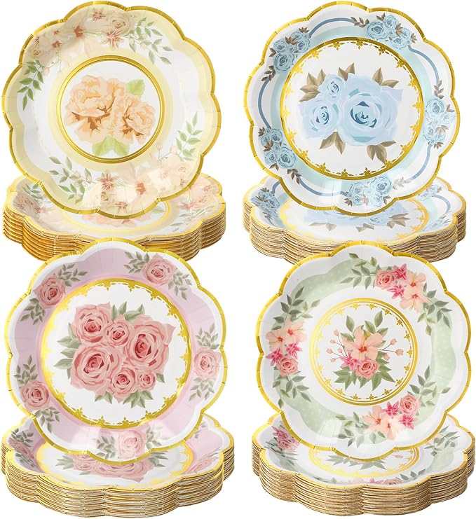 120 Pcs 6 Inch Floral Paper Plates by Maxcheck