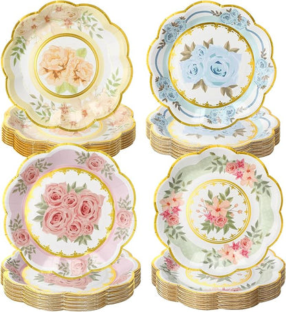 120 Pcs 6 Inch Floral Paper Plates by Maxcheck