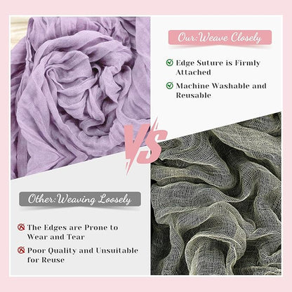 Lilac Table Runner, 10 Ft 120 in Cheesecloth Table Runner, Rustic Spring Table Runners for Wedding, Party, Bridal Shower, Boho Table Runners for Valentines Easter Mardi gras