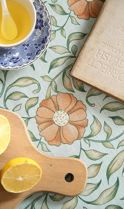 patdrea Designer French Linen Blue Tablecloth for Rectangle Table,Vintage Floral Table Cloth,Colorful Decoration Fall Cover Kitchen Dining for Thanksgiving,Tea Party,Christmas,63"x102"-Wensel