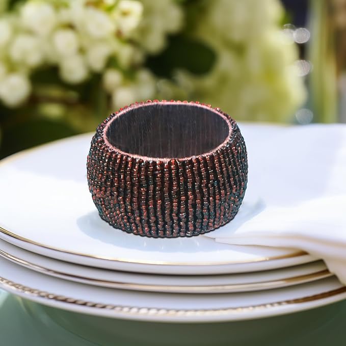 COTTON CRAFT Glitz Handmade Beaded Napkin Rings - Image 6