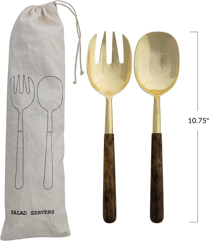 Creative Co-Op Stainless Steel Salad Spoon And Fork Server w/Handles - Image 2