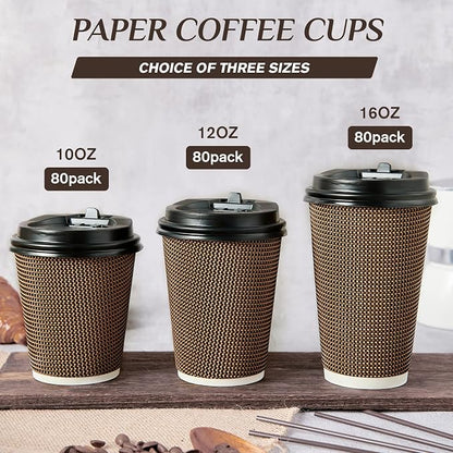 LITOPAK 80 Pack 10 oz Disposabel Paper Cups, Coffee Cups - Image 7